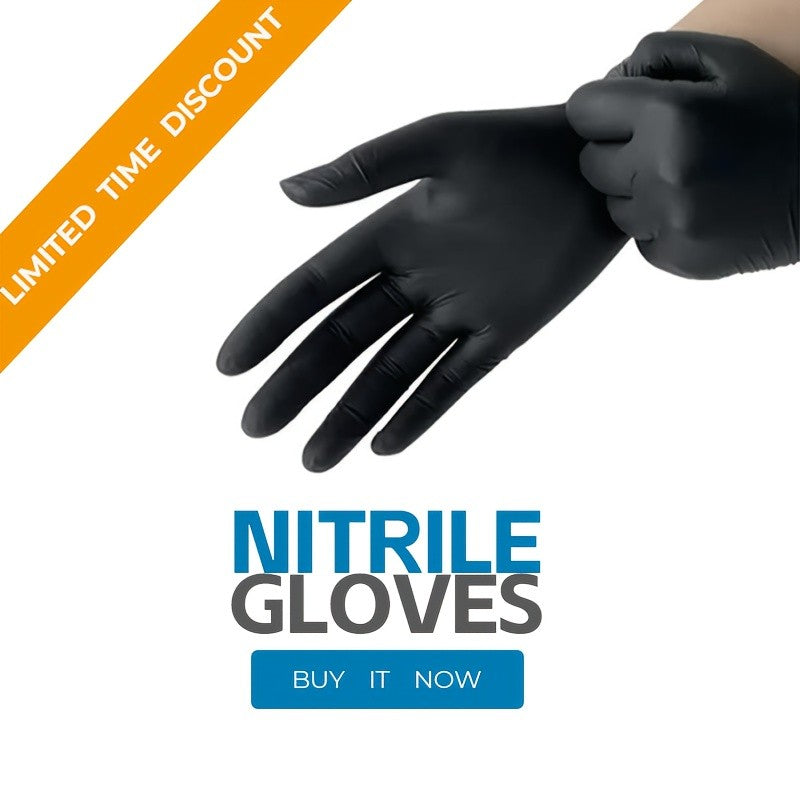 6 Mil Black Nitrile Disposable Gloves, 50-Count Latex-Free Household Cleaning Gloves with Textured Fingertips and S, M, L or XL Size References