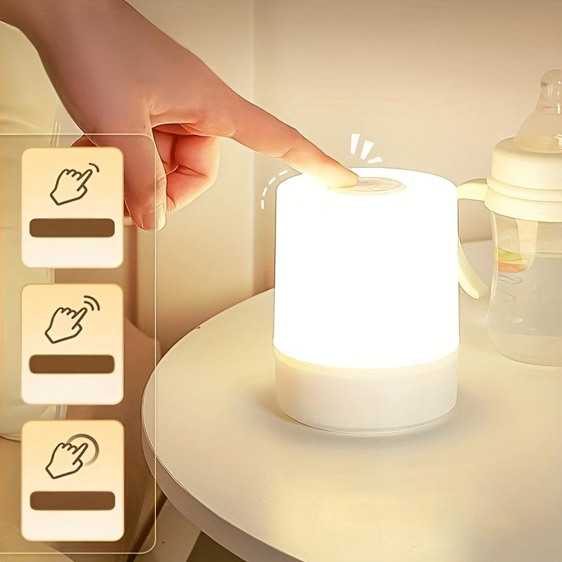 Rechargeable Touch Bedside Lamp with 800mAh Battery, Dimmable LED and White, Warm or Neutral Light Modes for Bedroom, Living Room and Office Desk Decor