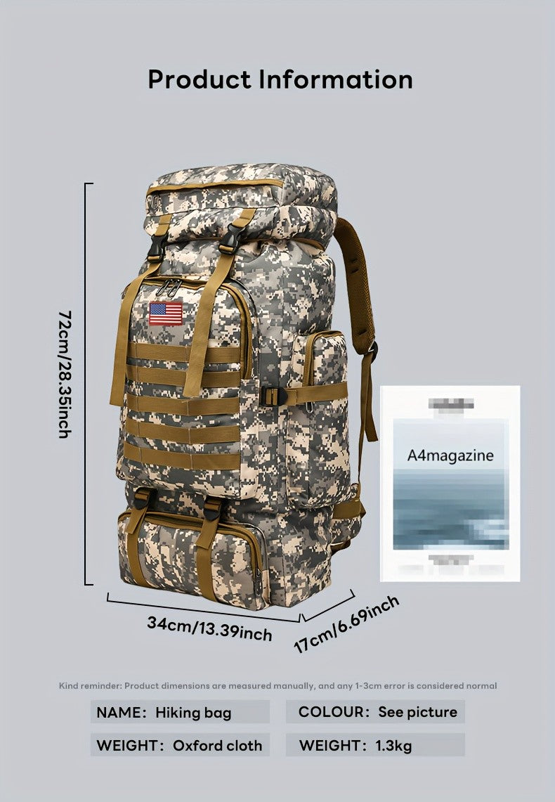 MOLLE Tactical Hiking Backpack with Multiple Compartments, Listed Two-Piece Set for Outdoor Gear Organization, Camping, Trekking and Adventure Travel
