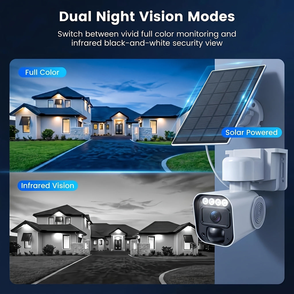 6MP 4G Solar Security Camera by PHANSATIM, Outdoor PTZ with Human Detection, Color Night Vision, Two-Way Audio and 5200mAh Battery, No WiFi Required