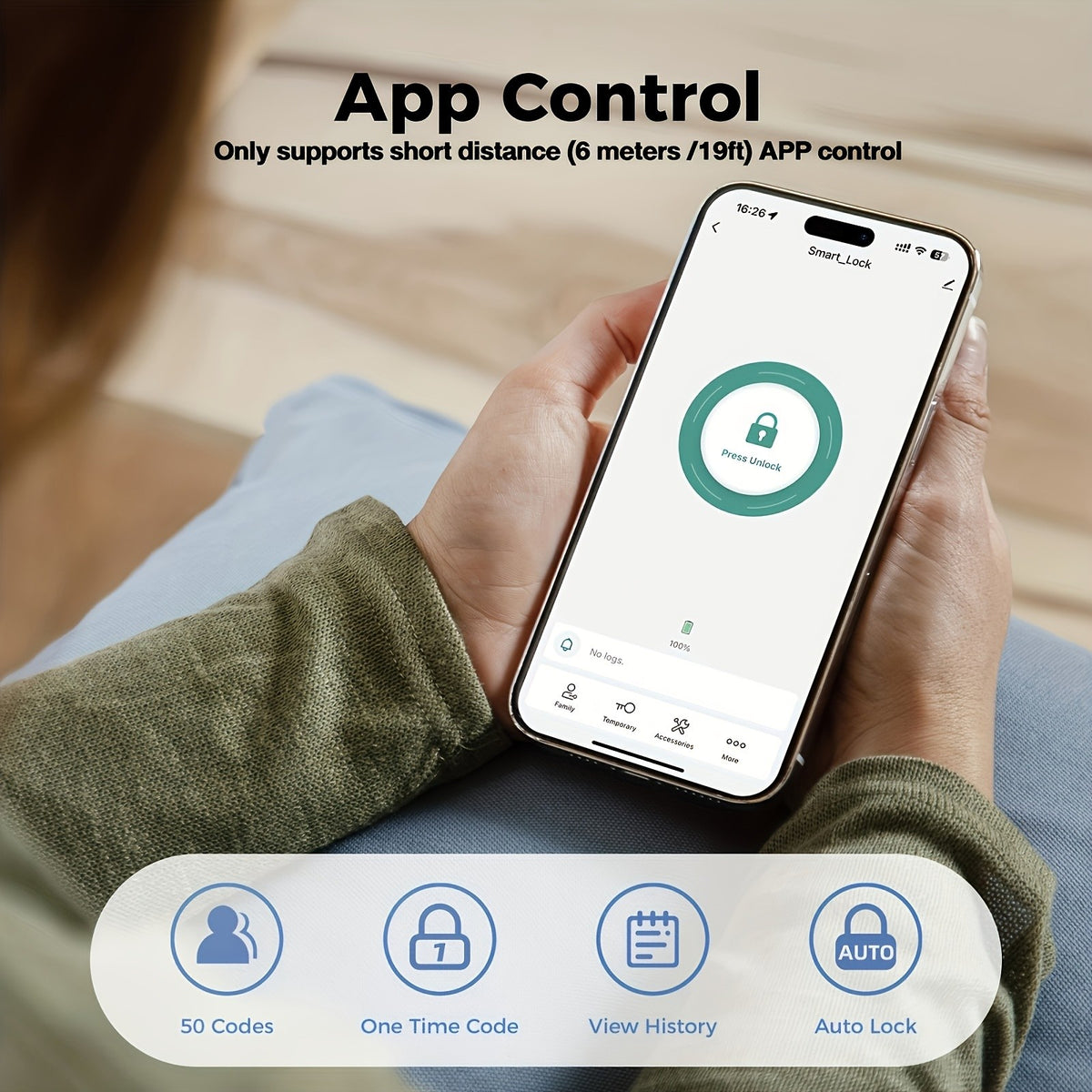Touchscreen Smart Deadbolt Lock by ARPHA in Black with Digital Keypad, WiFi App Control, Auto-Lock and Anti-Peeping Password Features for Compatible Doors