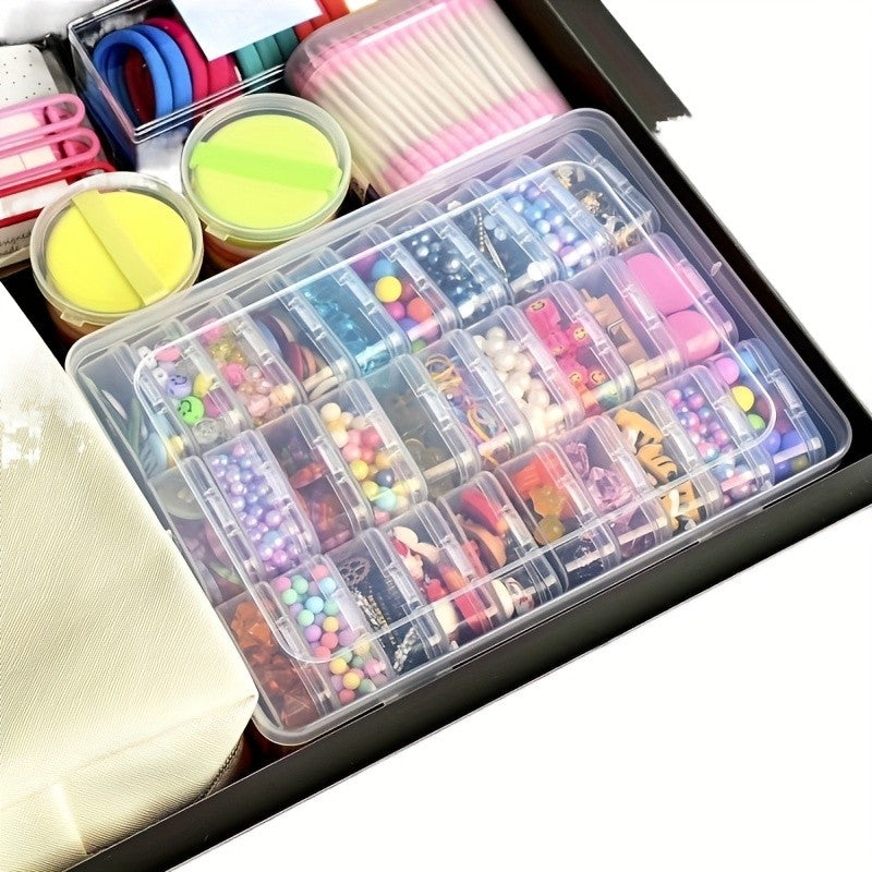 Bead Organizer Storage Box with Drawers and Stackable Plastic Design, Listed 60, 90, 120 or 180 Pocket Options Including Pink for Jewelry and Hair Accessory Sorting