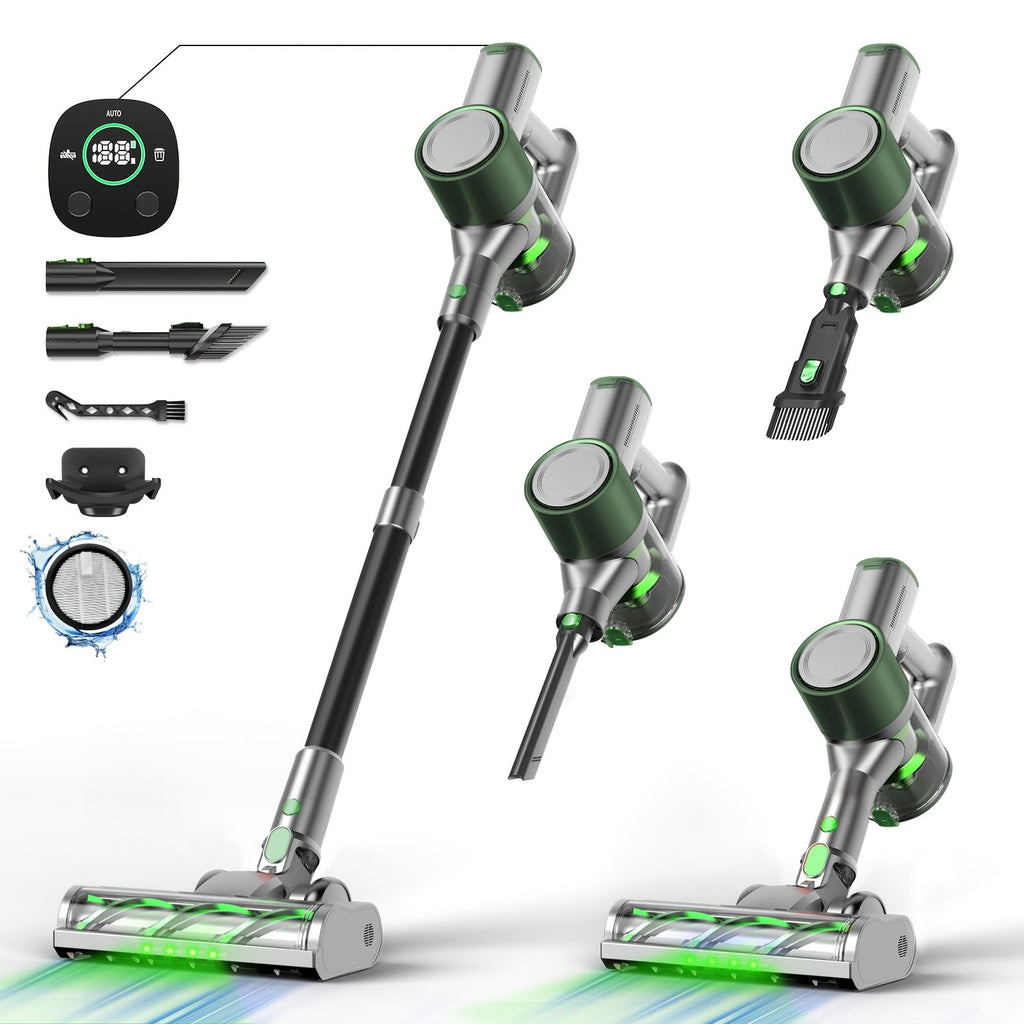Rechargeable Stick Vacuum for Home with Cordless Handheld Cleaning Design, Listed 8-in-1 Format for Hard Floors, Carpets and Pet Hair, Eight Option Labels