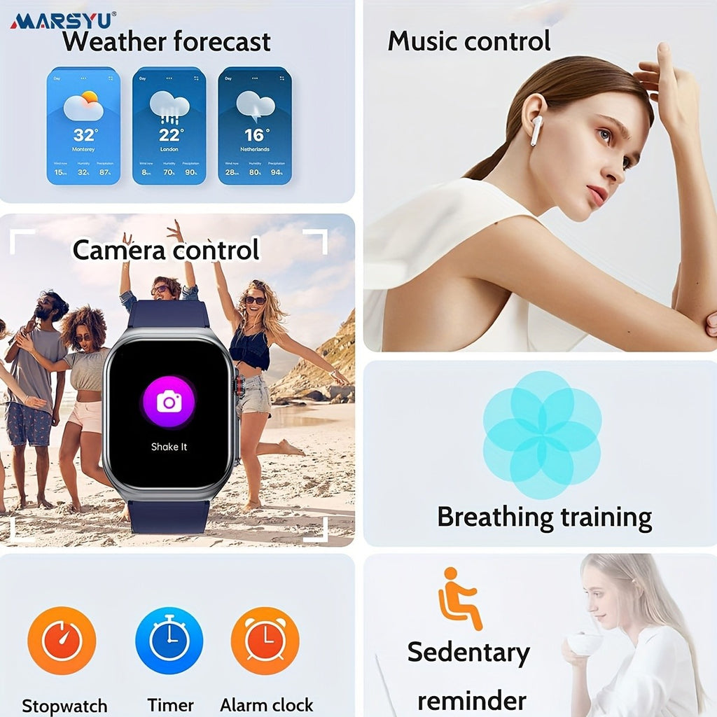 AMOLED Calling Smartwatch for Men and Women, 2.04-Inch Display, 530mAh Battery, NFC and Multi-Sport Modes with Magnetic Charging for iOS Android