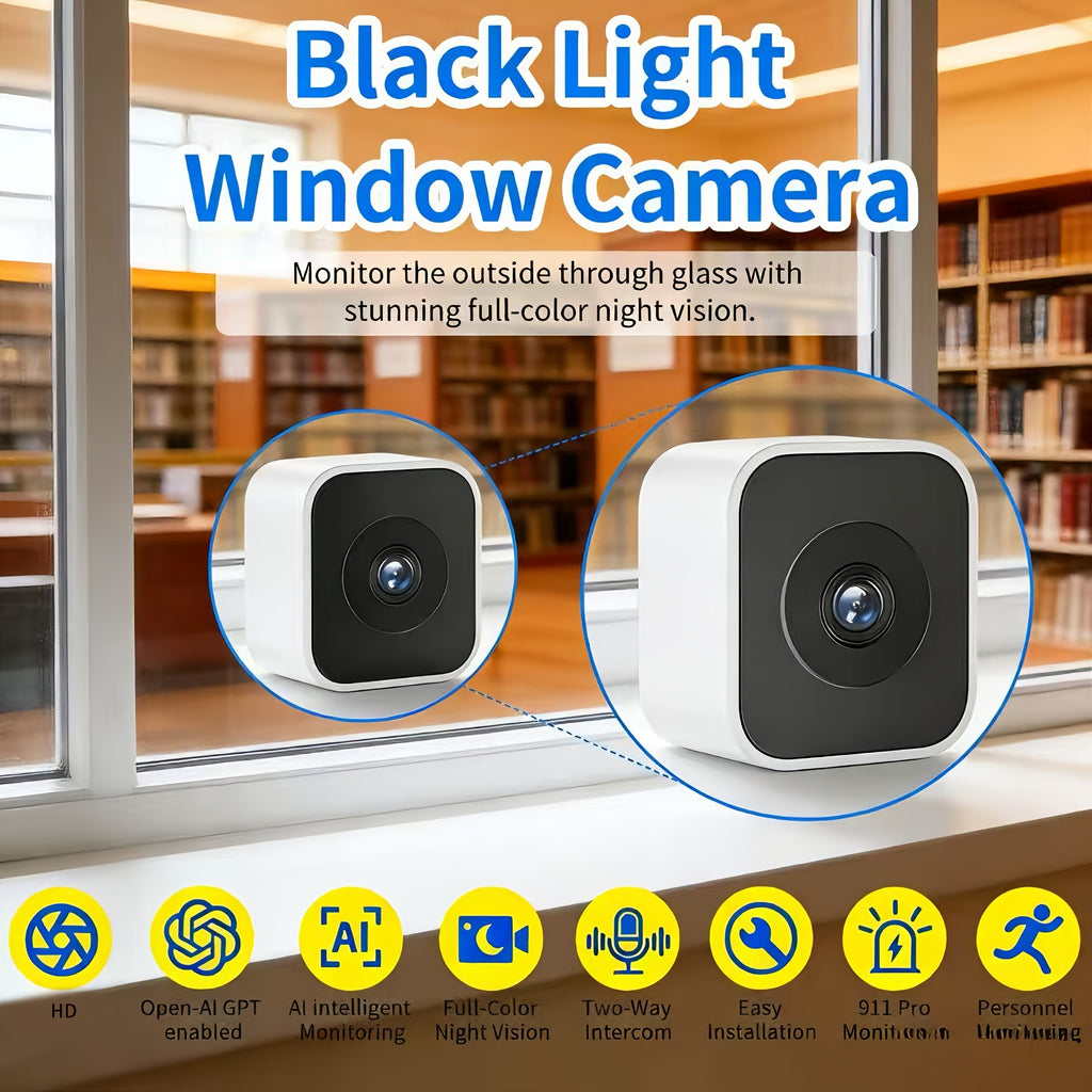 Indoor Window Security Camera with Listed 6MP Imaging, 2.4GHz and 5GHz WiFi, Full-Color Night Vision and Motion or Human Detection, One- or Two-Piece Options