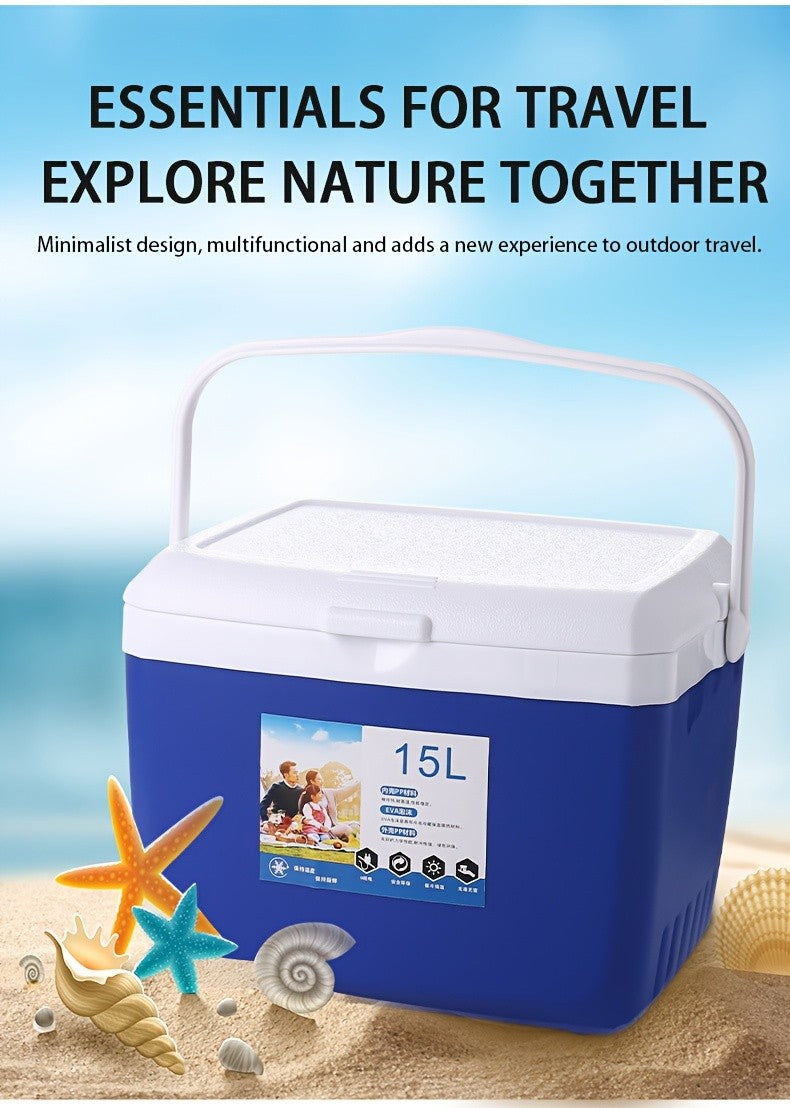 Camping Insulated Cooler Bucket with Ice Plate and Five Cooling Pack or Bag Options, 1.59 to 7.4gal Capacity Choices in Orange, Blue or Red for Outdoor Trips