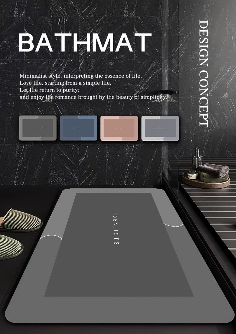 Soft Diatomaceous Earth Bath Mat, Absorbent Quick-Drying Bathroom Floor Mat in Dark Gray, Blue, Light Gray or Pink with Four Size Options for Home Use