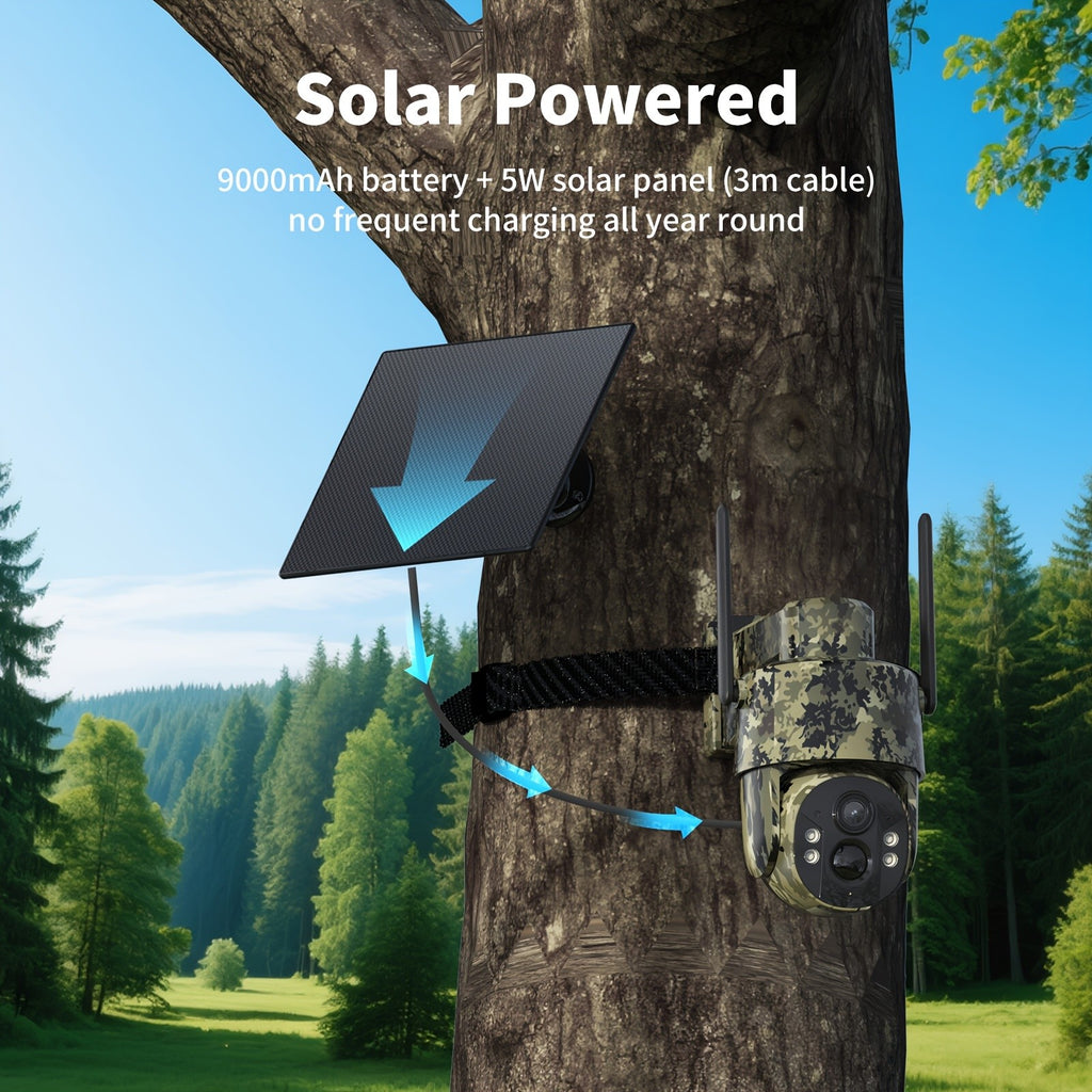 Cellular Game Camera with 4G LTE, Solar Charging, Phone App Live View and Night Vision, Motion Detection and Two-Way Audio in Camouflage 1-Pack or 3-Pack