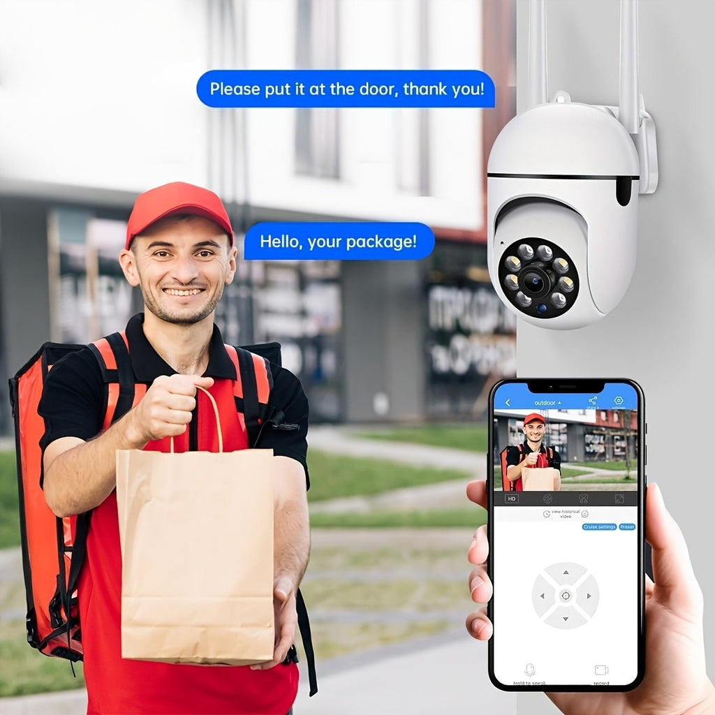 5MP WiFi Security Camera 4-Pack by PHANSATIM with USB Cables, 2.4GHz PTZ Motion Tracking, Color Night Vision, Spotlight, Siren and Two-Way Audio