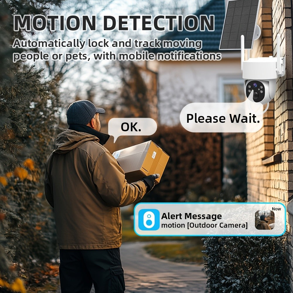 Solar WiFi Security Camera C360 with Listed 4K, Pan-Tilt View, Color Night Vision, PIR Alerts and Two-Way Audio, One, Two or Four Piece Package Labels