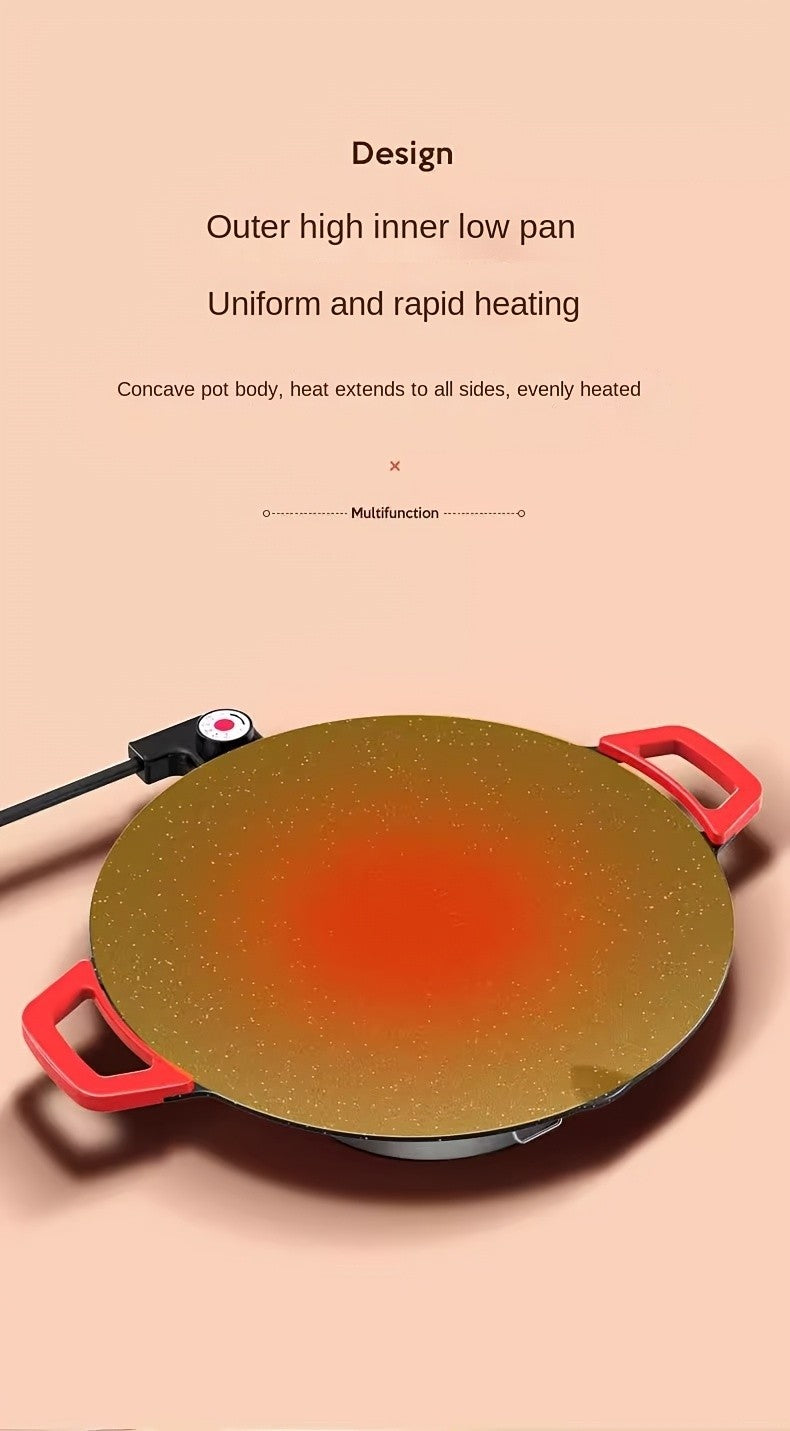Electric Baking Pan by Aoran with Red Handle, Five Adjustable Heat Settings and Nonstick Surface, 18.11 or 19.55 Inch Total Length for Indoor Cooking