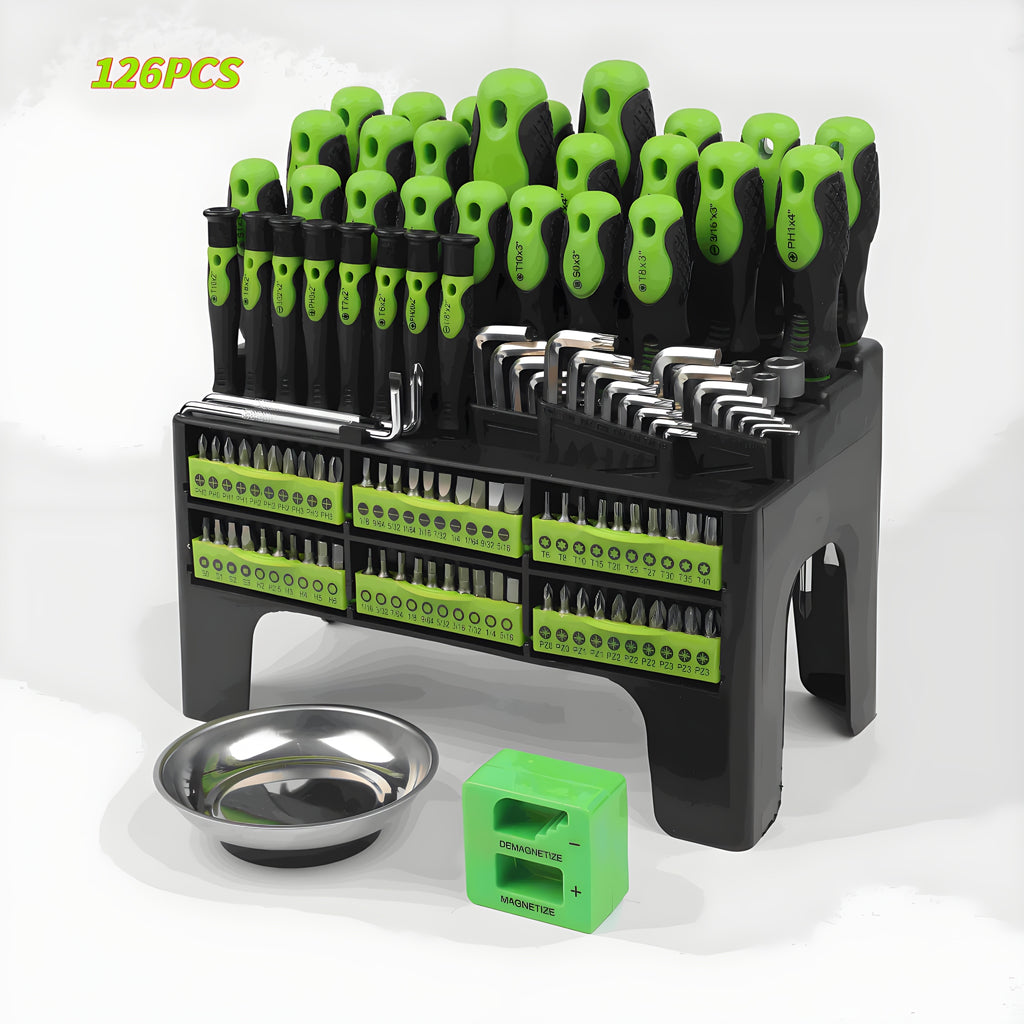 Magnetic Screwdriver Set with 100, 118 or 126-Piece Option Labels, Precision Drivers, Bits and Plastic Storage Wording for Home DIY and Electronics Projects