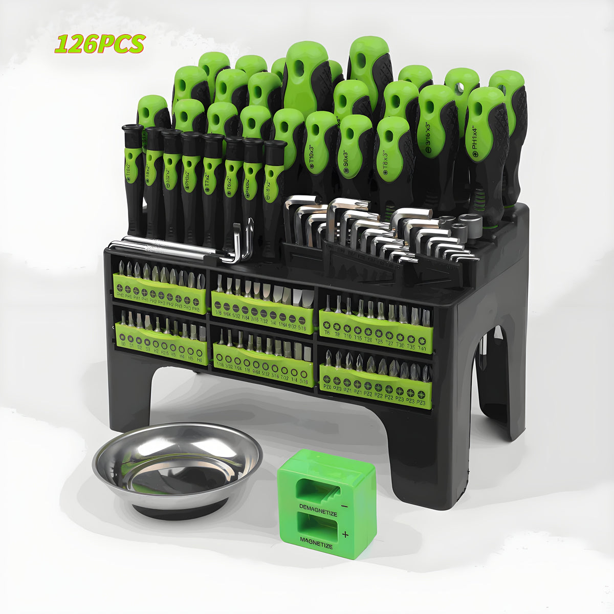 Magnetic Screwdriver Set with 100, 118 or 126-Piece Option Labels, Precision Drivers, Bits and Plastic Storage Wording for Home DIY and Electronics Projects