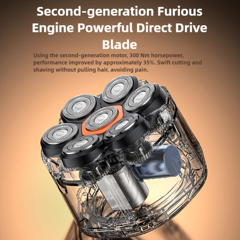 Men's Bald Head Shaver with Listed 7D Rotary Design and Rechargeable Operation, 5-in-1 Grooming Kit, Single-Function, Upgraded 2025 or A+ Options