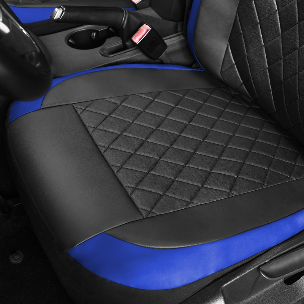 Faux Leather Car Seat Covers Full Set for Five Seats, Front Seat and Rear Bench Coverage with Split-Seat Compatibility and Multiple Color Options