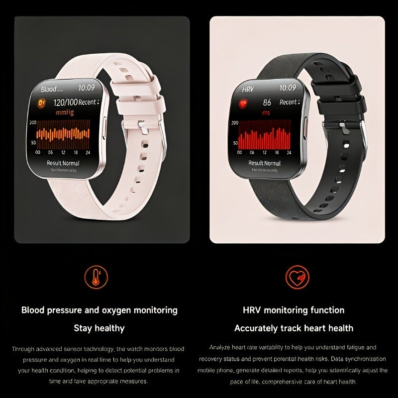 Curved Touchscreen Smart Watch, 1.85-Inch Calling Watch with Message Reminders, Multiple Sports Modes, Camera and Music Controls for iPhone and Android