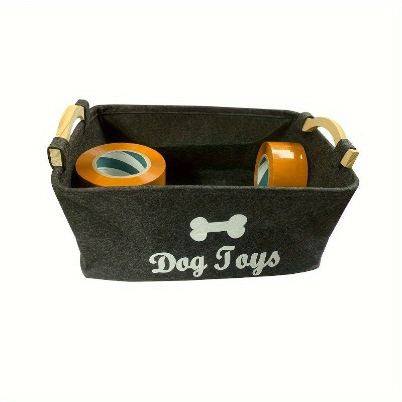 Felt Pet Toy Storage Box, Single Dog Toy Organizer for Keeping Play Accessories Together in Living Rooms, Pet Corners and Everyday Household Storage Areas