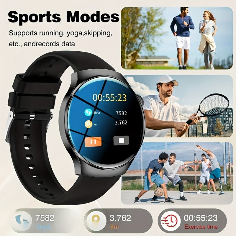OLED Touchscreen Calling Smartwatch with 2.01-Inch Display, Message Alerts, Step and Calorie Tracking, Music and Photo Controls in Business Black or Silvery