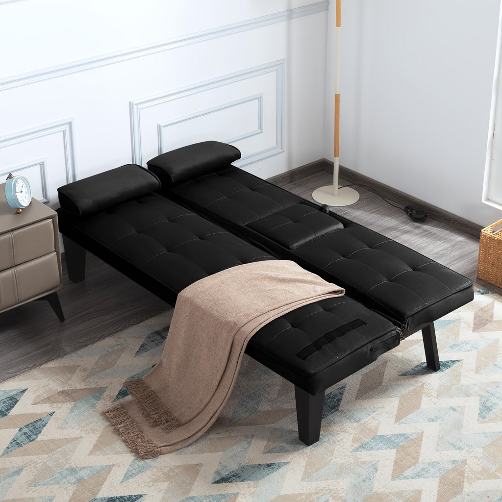 Foldable Sofa Bed with Frame and Fabric Upholstery, Gray Black or Blue Convertible Seating for Apartment Living Rooms, Dorms and Studio Furniture Layouts