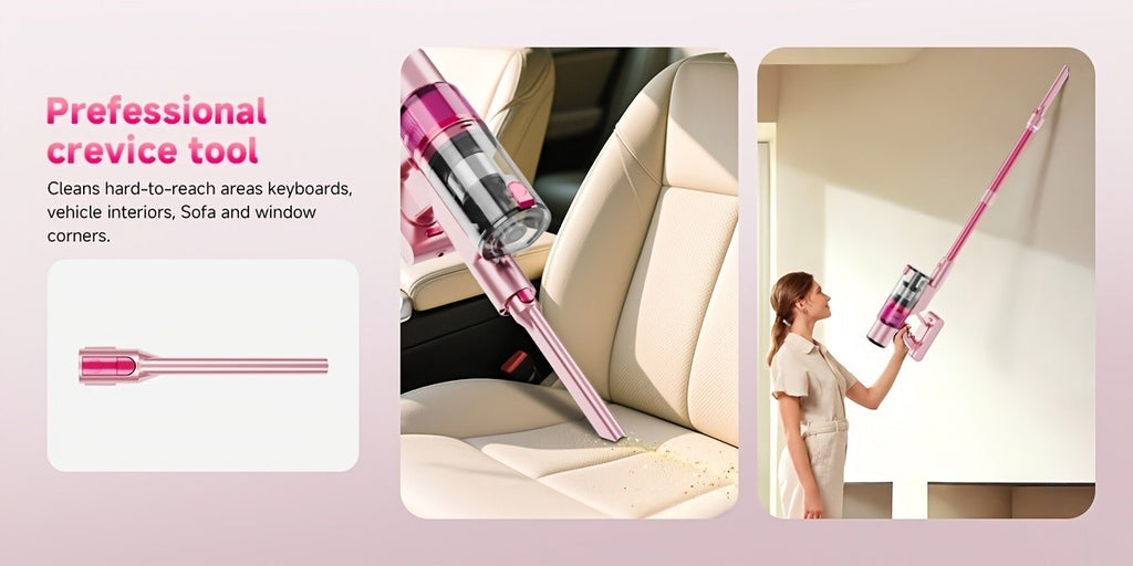 LED Display Cordless Vacuum Cleaner with Anti-Tangle Floor Brush and Detachable Rechargeable Battery for Carpet, Pet Hair, Tile and Hardwood Floors
