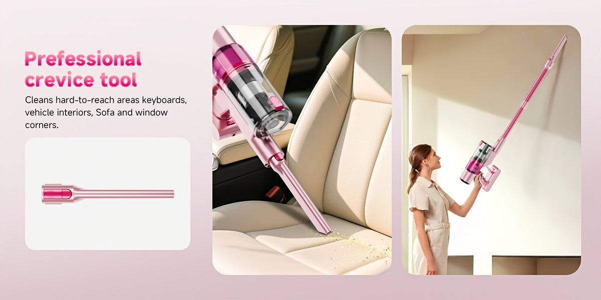 LED Display Cordless Vacuum Cleaner with Anti-Tangle Floor Brush and Detachable Rechargeable Battery for Carpet, Pet Hair, Tile and Hardwood Floors