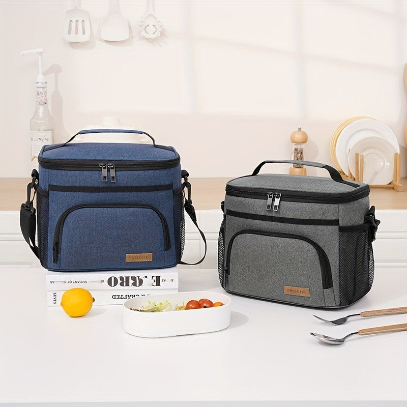 Insulated Lunch Bag with Adjustable Shoulder Strap and Carry Handle for Everyday Meal Transport, Reusable Work Lunch and Picnic Carrier in Three Color Options