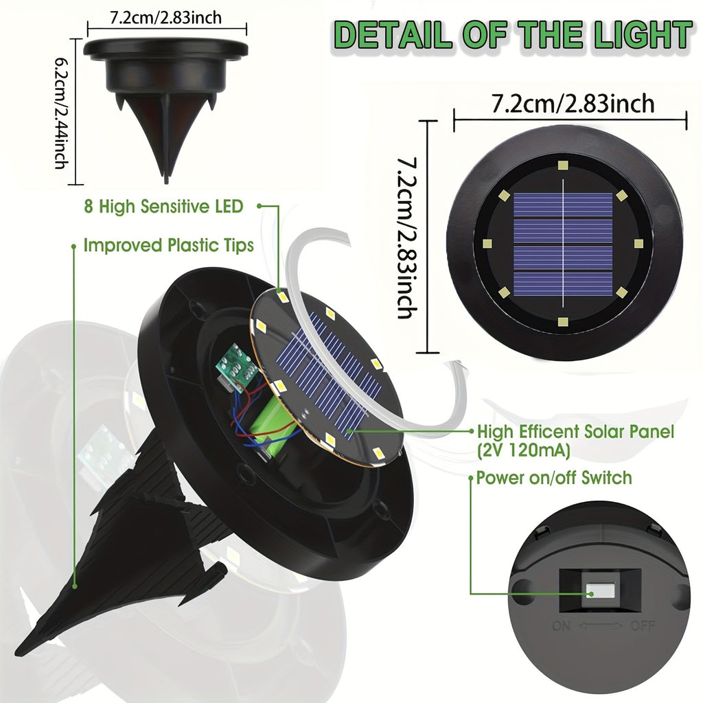 Solar Ground Lights with White Light, 12-Pack In-Ground Garden Lighting for Decorative Flowerbed Borders, Lawn Edges, Patio and Outdoor Pathway Accents
