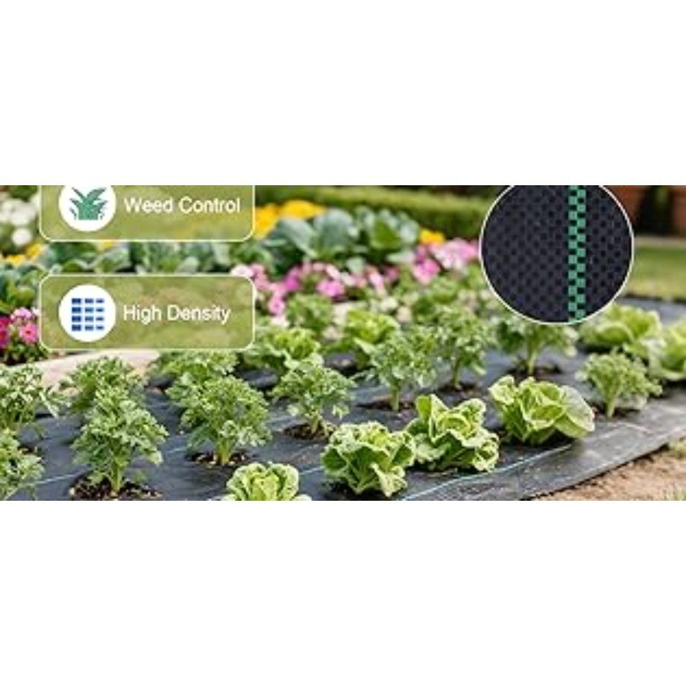 Weed Barrier Fabric Rolls with Green Alignment Lines, 5 x 100 ft, 6 x 100 ft, 8 x 100 ft and 6 x 300 ft Options for Garden Ground Cover