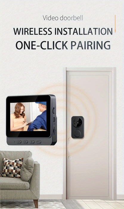 1080P Video Doorbell with 4.3-Inch IPS Monitor, Direct Wireless Pairing Without Home WiFi Setup, Two-Way Intercom and Infrared Night Vision, Black, No SD Card