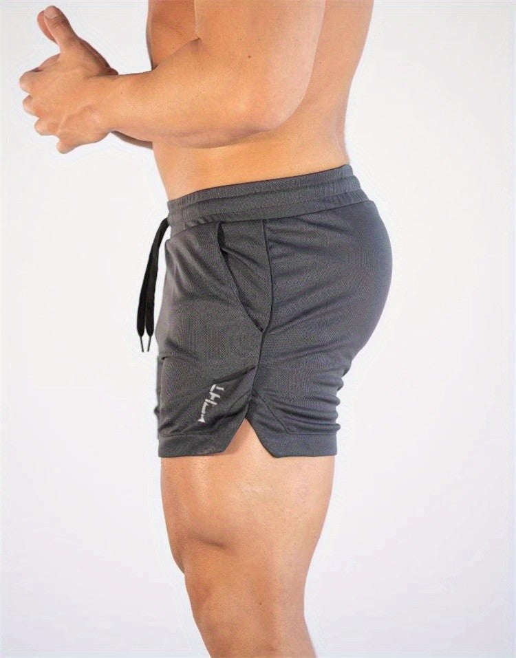 Men's Three-Quarter Fitness Shorts with Slim Stretch Styling, Lightweight Workout Pants for Running and Gym Routines in Black, Grey or Olive Green, S–XL