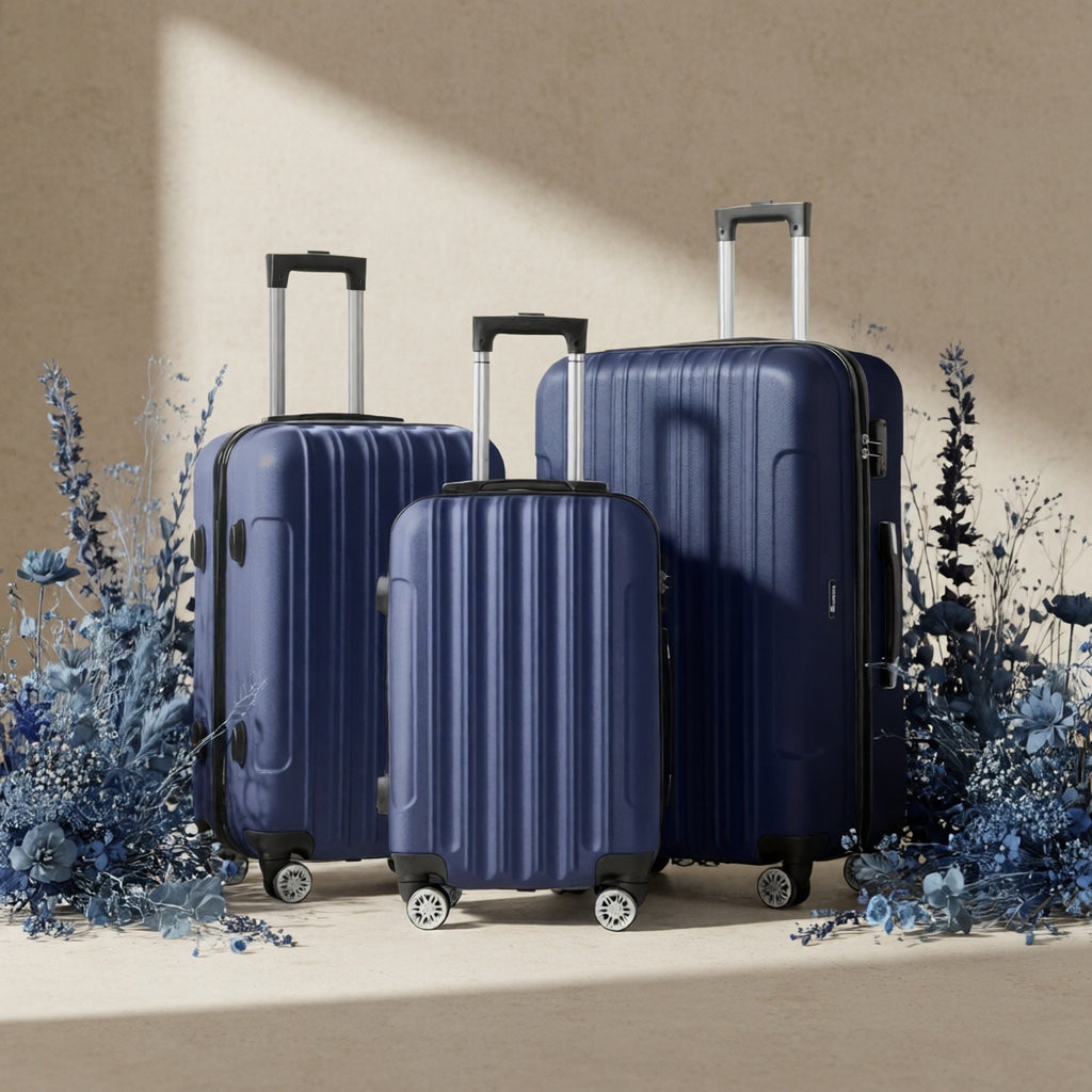 3-Piece Luggage Set with 20, 24 and 28-Inch Suitcases, Lightweight Scratch-Resistant Travel Cases for Vacation Packing with Multiple Color and Lock Options