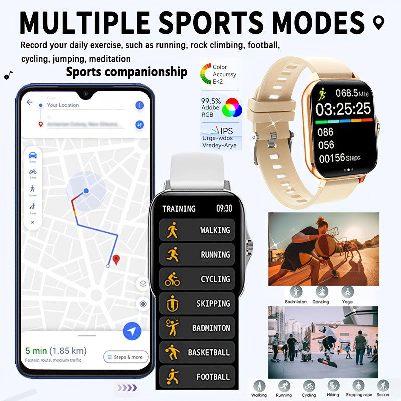 TFT Touchscreen Smartwatch with 1.83-Inch Display, Wireless Call Answering and Dialing, Message Reminders, USB Charging and Four Color Choices