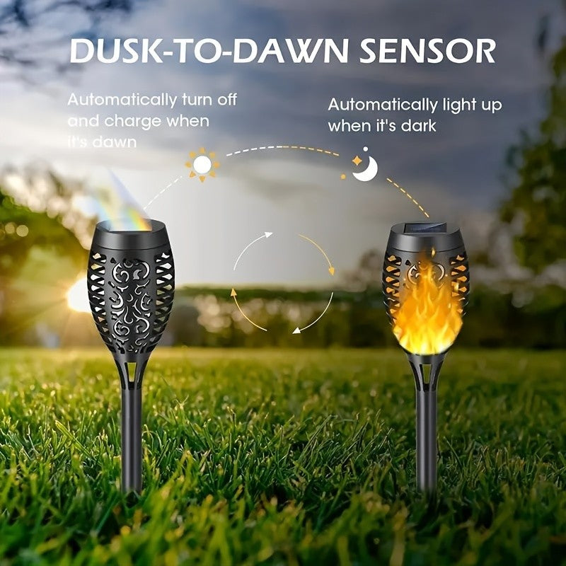 Solar Flickering Flame Lights for Outdoor Garden Decor, Auto On/Off IP55-Rated Landscape Lighting with 10, 12 and 24-Piece Options for Yard Parties