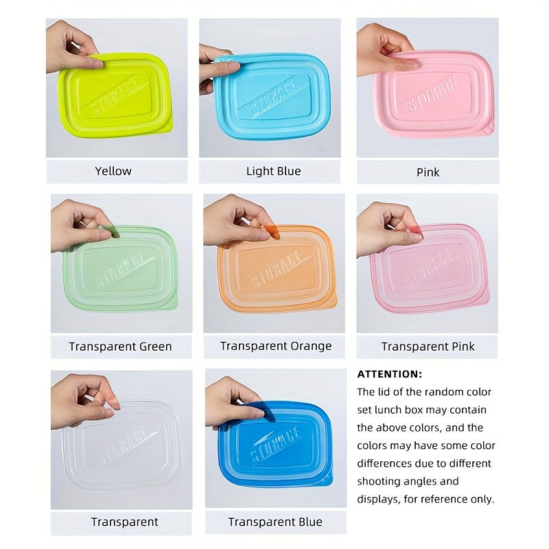 Transparent Plastic Food Storage Set with Random Lid Colors, Listed Six-Piece Reusable Stackable Kitchen Containers for Rice, Grains, Fruit and Vegetables