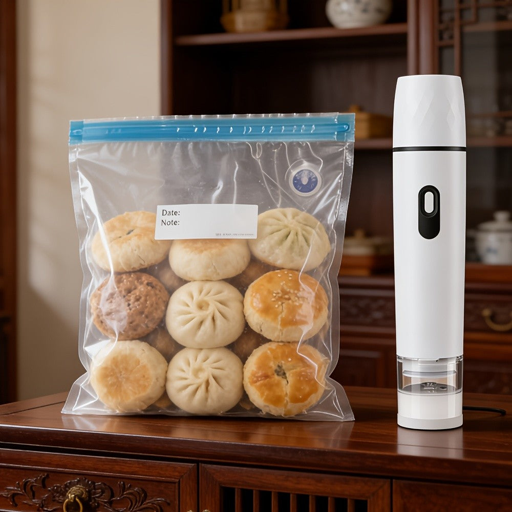 Handheld Vacuum Sealer Machine with 15 Vacuum Bags, Powerful Portable Food Vacuum Sealer for Food Storage and Preservation, Rechargeable Vacuum Sealing Machine for Kitchen and Travel