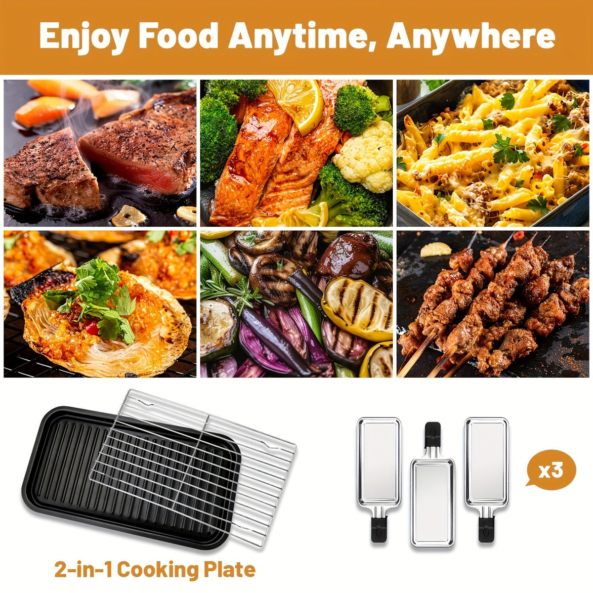 1700W Indoor Electric Grill with Temperature Control, Black Gift-Bag Option and Listed Detachable Nonstick Cooking Board for Home Meals and Tabletop BBQ