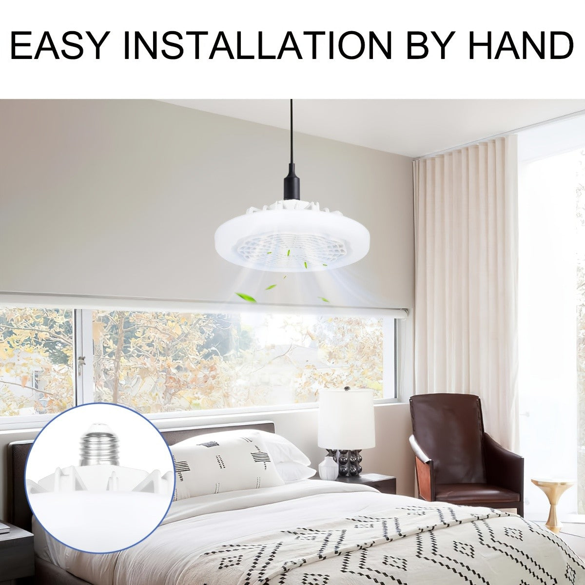 E26 Socket Ceiling Fan Light with Remote Brightness and Fan Speed Adjustment, LED Lighting and Air Circulation for Bedrooms and Living Rooms