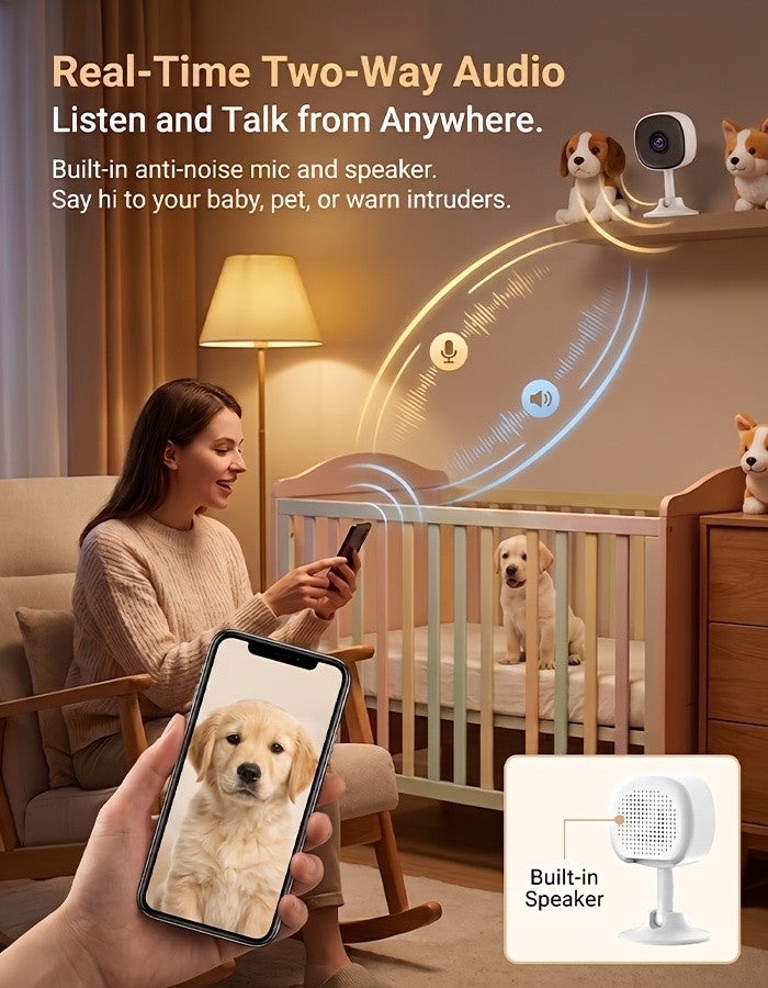 Magnetic Mount Indoor Security Camera 2K with Dual-Band WiFi, Night Vision, Two-Way Audio and AI Detection Alerts, USB-Powered Home Monitoring Camera