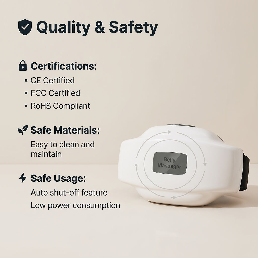Heated Abdominal Massager with Kneading and Adjustable Modes, Rechargeable USB Belly and Waist Massage Device for Everyday Personal Care at Home or the Office