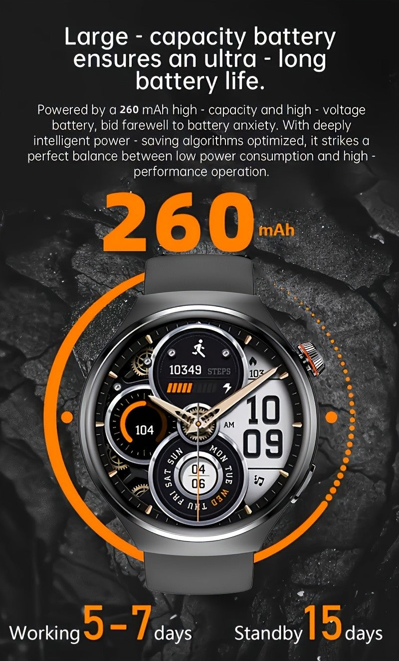 Men's Hexagonal Bezel Smartwatch with TFT Display, Wireless Calling, Message Notifications, 150+ Sports Modes and Custom Watch Faces for Android iOS
