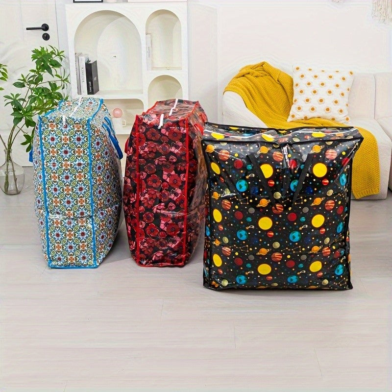 Single Zippered Moving Storage Bag in Six Color Options for Clothes, Bedding and Seasonal Supplies, Large-Size Wording for Closet and Under-Bed Organization