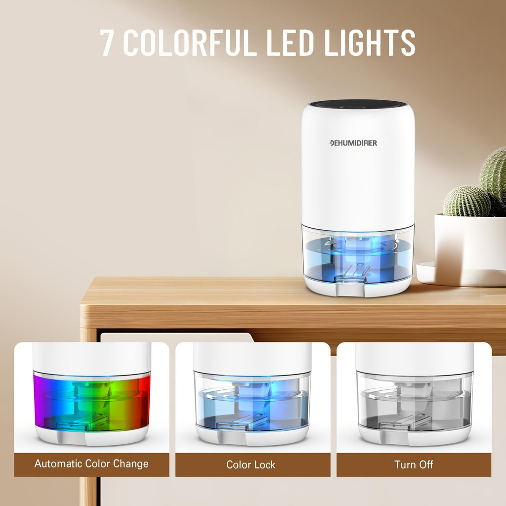 Small Home Dehumidifier with 27oz Water Tank, White Portable Peltier Mini Unit with Full-Tank Auto Shutoff for Bedrooms, Closets and Small Spaces