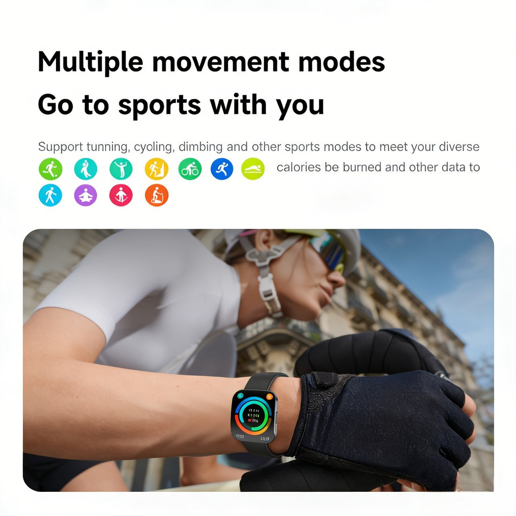 Curved Touchscreen Smart Watch, 1.85-Inch Calling Watch with Message Reminders, Multiple Sports Modes, Camera and Music Controls for iPhone and Android