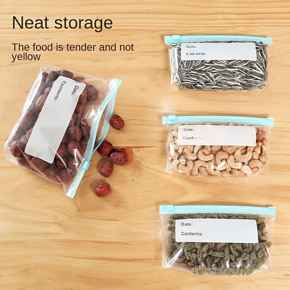 Reusable Zipper Food Storage Bags for Fresh Produce, Fruit and Kitchen Organization, with Small, Medium, Large and 20 or 30-Piece Selection Labels