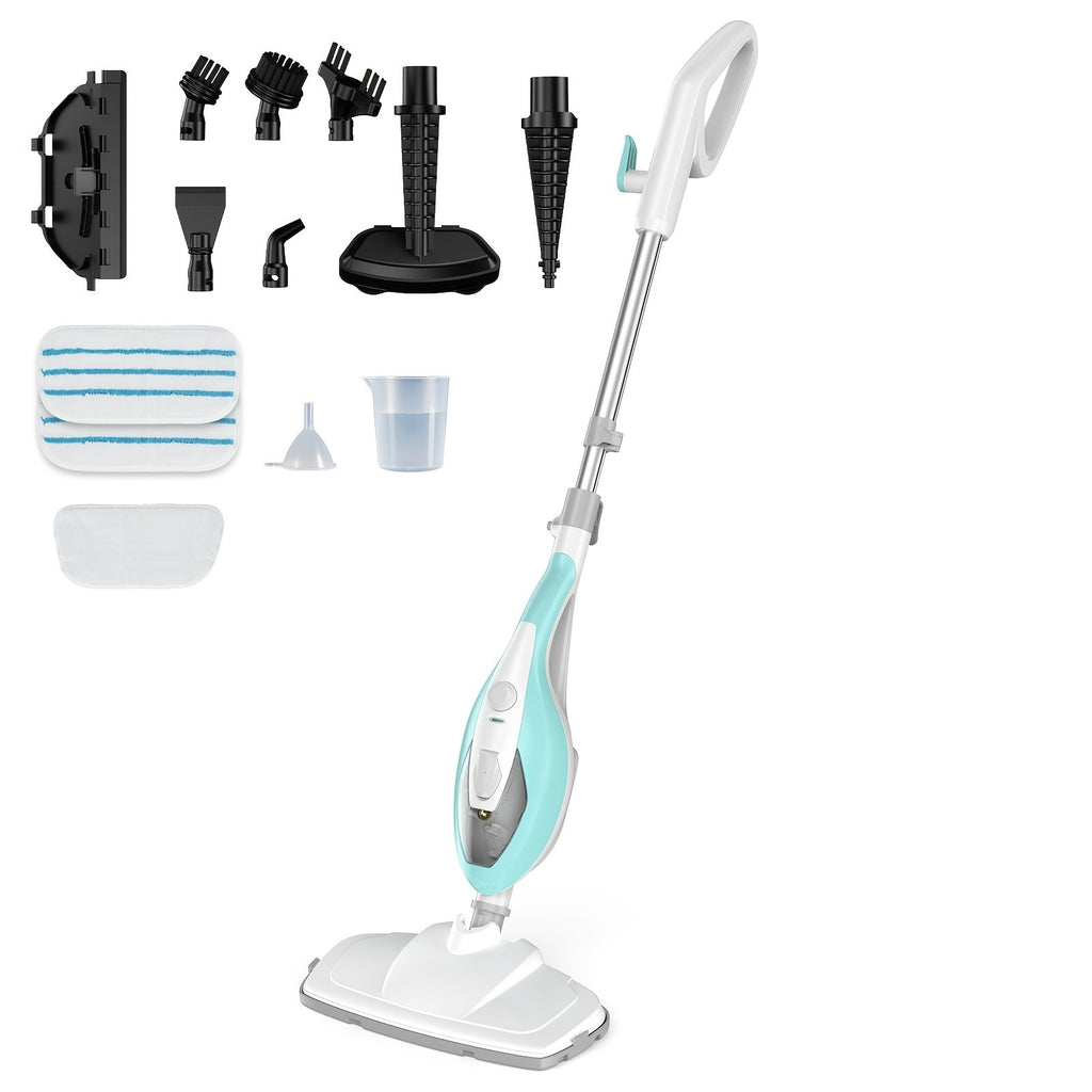 10in1 Steam Mop, 1550W Detachable Handheld Floor Cleaner with 16ft Power Cord 2 Washable Pads for Hardwood Tile Carpet and More