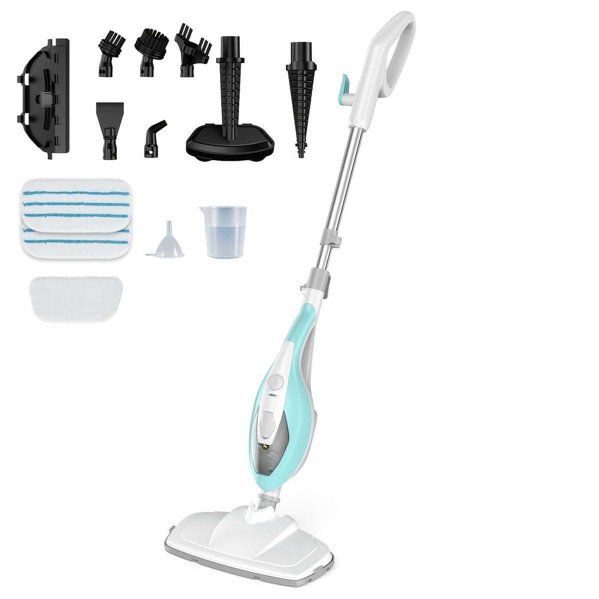 10in1 Steam Mop, 1550W Detachable Handheld Floor Cleaner with 16ft Power Cord 2 Washable Pads for Hardwood Tile Carpet and More
