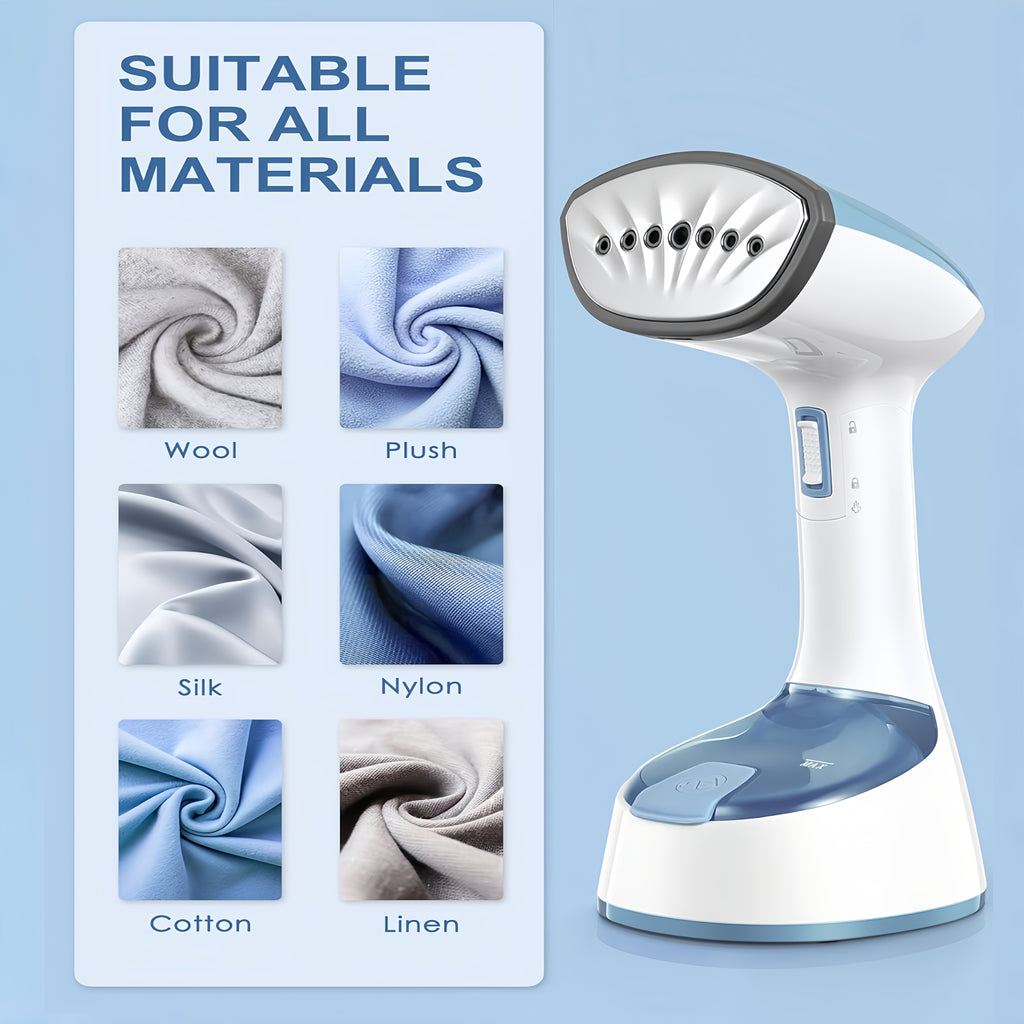 Foldable Clothing Steam Iron with Listed 1500W Power and 15-Second Heat-Up, Portable Handheld Garment Care Appliance in Grey or White for Home and Travel
