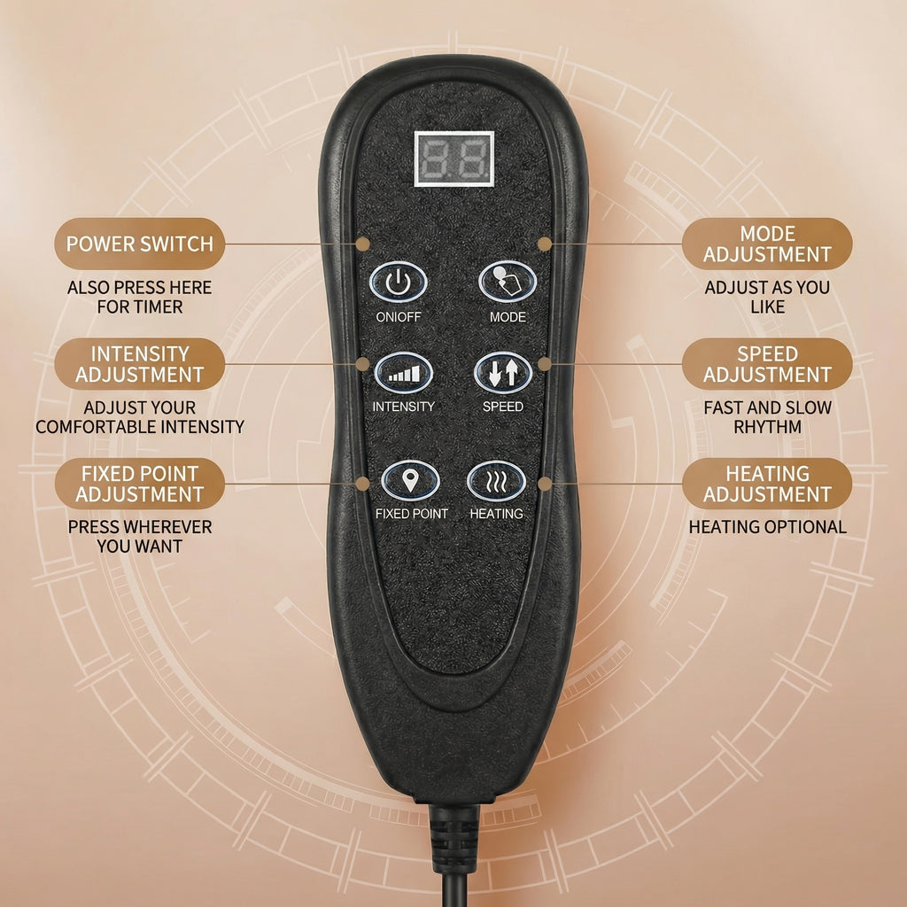 Heated Massage Pad for Home Relaxation, Brown Foldable 5-in-1 Body Massage Mat with Listed Multiple Modes for Neck, Shoulders, Back, Waist and Legs