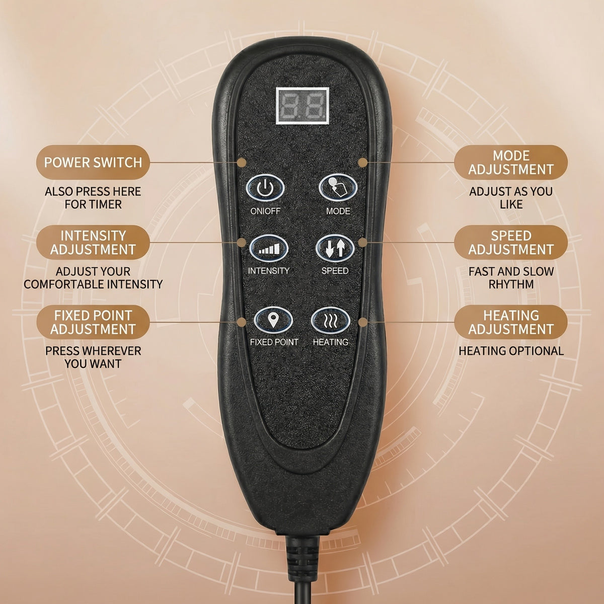 Heated Massage Pad for Home Relaxation, Brown Foldable 5-in-1 Body Massage Mat with Listed Multiple Modes for Neck, Shoulders, Back, Waist and Legs