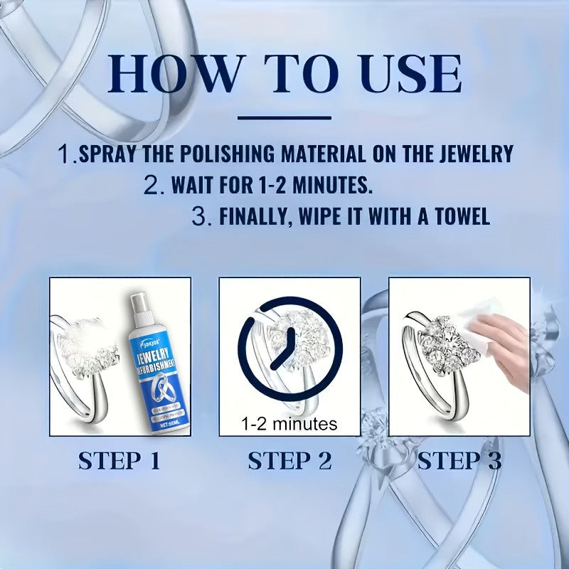 Jewelry Polish with Sponge, Listed 1.86oz Surface Brightening Formula for Compatible Metal Bracelets and Necklaces, At-Home Jewelry Care Accessory
